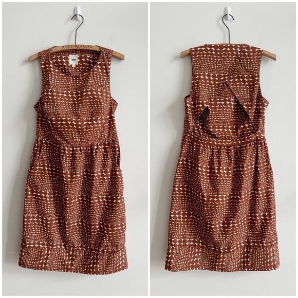 WHIT • Dockside Dress in Abstract Brown/White Print - Picture 2 of 14